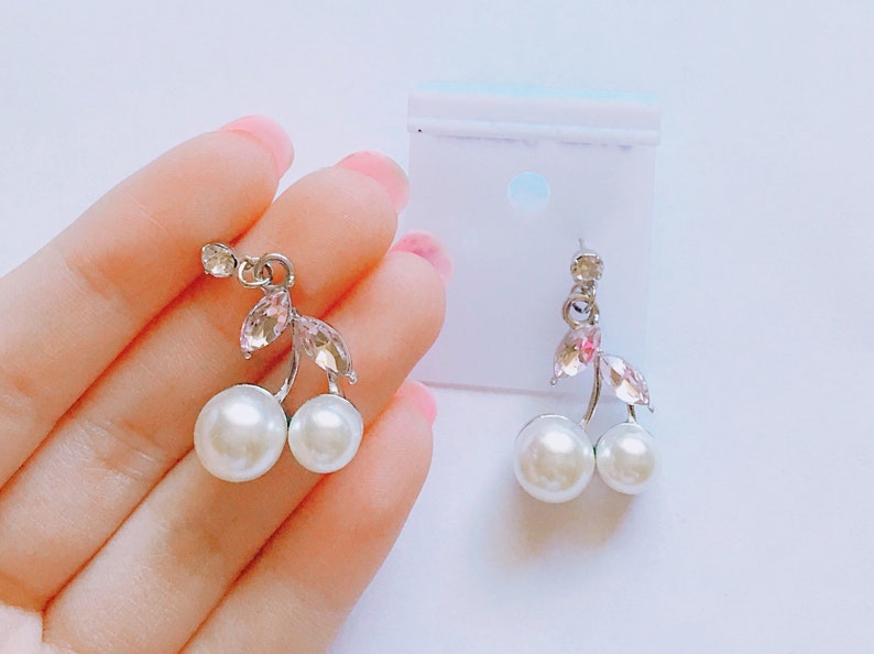 Pinky Pearly Cherry Earrings