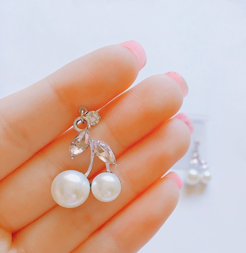 Pinky Pearly Cherry Earrings