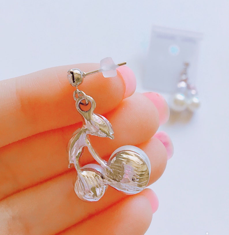 Pinky Pearly Cherry Earrings