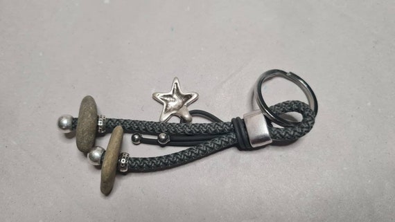 【2plan】24SS★ [LAN ARCHIVE] Rope Star Chain Keyring Keyring With Star Sailing Rope, Black Silver - Etsy