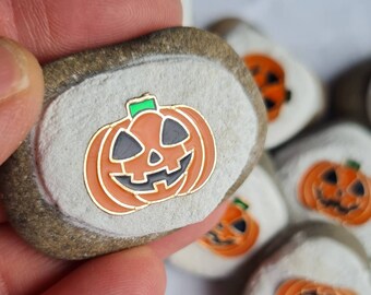 Halloween pumpkin, decorative stone, lucky charm, black orange