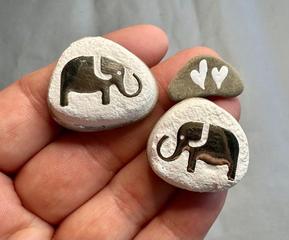 象のダブルセット、装飾要素付き石 - Etsy 日本