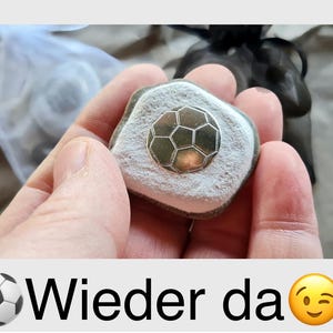 Lucky charm, stone with football, silver