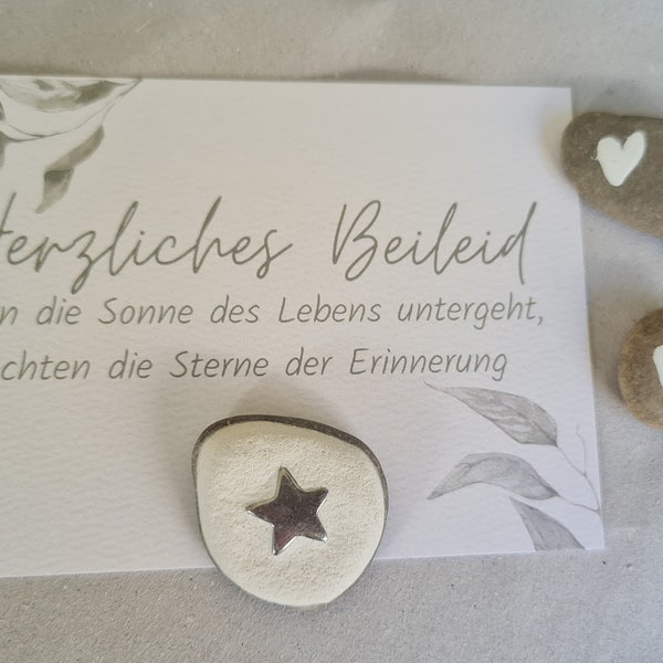 Beileids Karte, mit Stein, in der Geschenkverpackung, individuelle Beschriftung