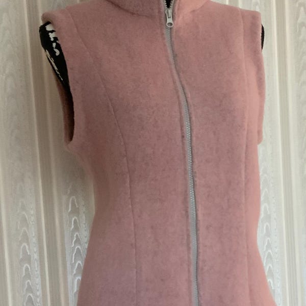 Merino Weste Damen, Wollwalk Weste, warme Weste, Walkweste für Damen, Weste aus Merino - Wollflausch, Weste rosé,