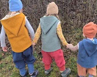 Wollwalk Kinderweste, Weste Kinder, nachhaltige Kindermode, Weste für Kinder, Kinder Jacke, nachhaltige Kinderkleidung Walkweste