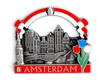 Amsterdam - Netherlands - 3D Metal Fridge Magnet for Kitchen Refrigerator - Unique Stylish Design Holiday Souvenir Gift