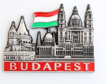 Budapest - Hongrie - Aimant 3D en métal pour réfrigérateur de cuisine - Cadeau souvenir de vacances unique au design élégant