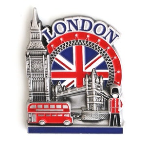 London - England - 3D Metal Fridge Magnet for Kitchen Refrigerator - Unique Stylish Design Holiday Souvenir Gift
