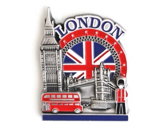 London - England - 3D Metal Fridge Magnet for Kitchen Refrigerator - Unique Stylish Design Holiday Souvenir Gift