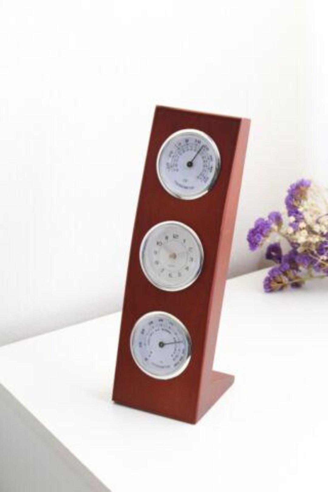 DESIGNO Wooden Desk Weather Station: Clock, Thermometer, Hydrometer - Etsy