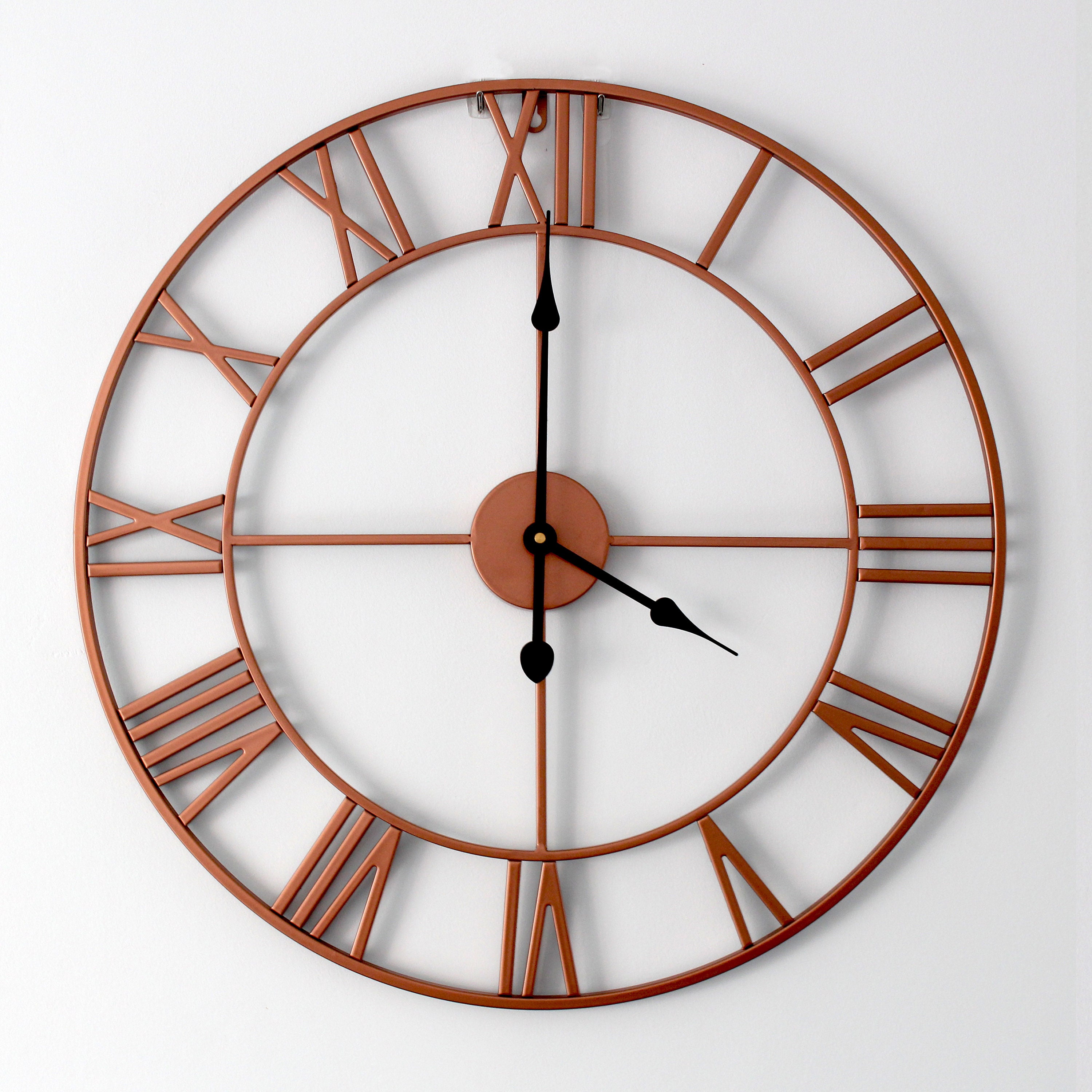 DESIGNO 60cm Large Skeleton Metal Wall Clock Copper/rose Etsy UK