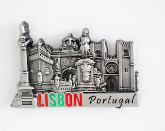 Lisbon - Portugal - 3D Metal Fridge Magnet for Kitchen Refrigerator - Unique Stylish Design Holiday Souvenir Gift