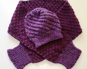 Lila Wollschal & Mütze