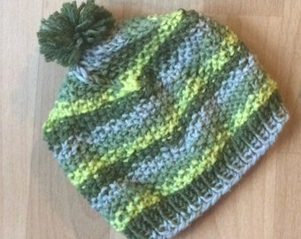 grün bunte Wollmütze für Kinder
