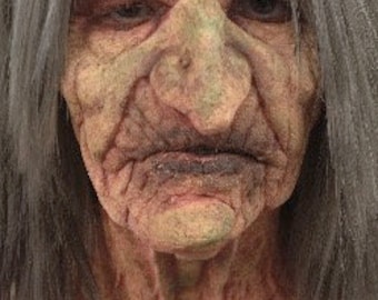 Halloween - Special FX Makeup - Foam Latex Evil Witch Prosthetic Combo - Face, Chin, Neck, & Brow