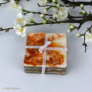 Decorative glass/cup coasters with an individual design by the artist - unique pieces made of resin - with rounded corners