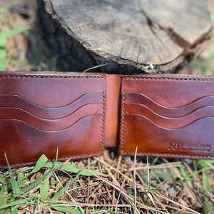 Cartera de piel hecha en piel / Cartera para ti, regalo para amigo, padre, hermano, para ti, cartera de piel color marrón