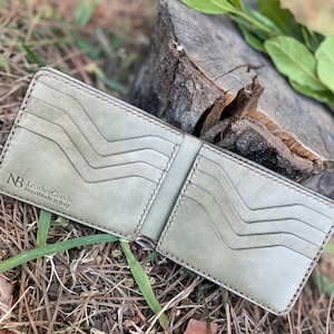 Handgemachte personalisierte Geldbörse / Geschenk für Ihn / Einzigartiges Portemonnaie / Graviertes Portemonnaie / Geschenk für Ihn / Leder Portemonnaie / Grüne Geldbörse kaufen