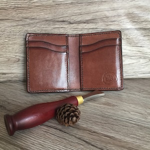 Porta carte di credito in vero cuoio italianao, Portafoglio sottile da uomo, Stile minimalista, pratico e resistente, Fatto a mano in Italia