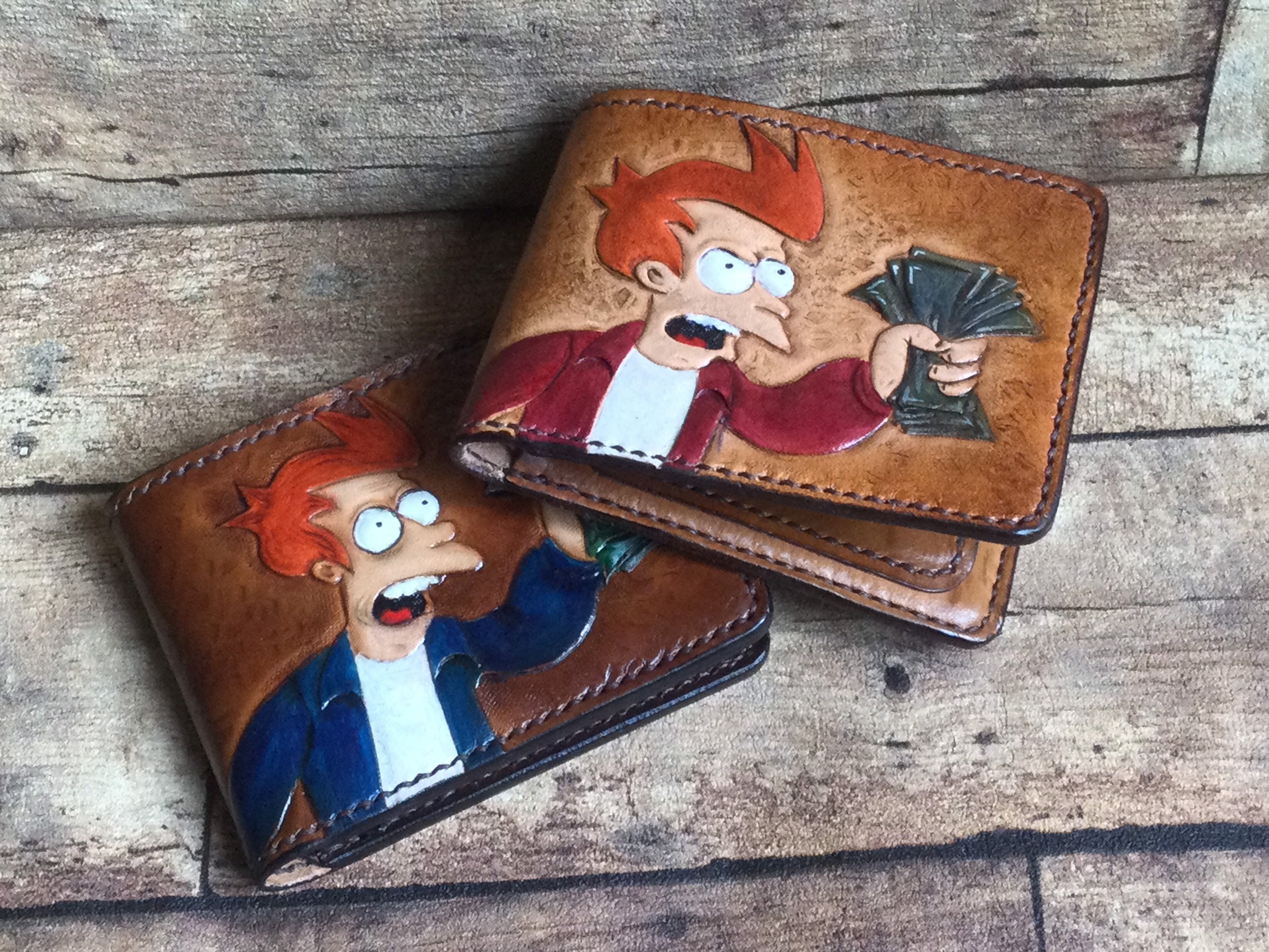 Leather Wallet Card Holder Wallet Futurama Personalized Etsy