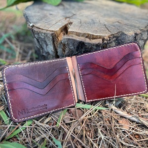 Billetera de cuero para hombre con clip para dinero Billetera de cuero Billetera doble Billetera de cuero italiana personalizada Negro, marrón, coñac, Tarjetero de regalo, para ti