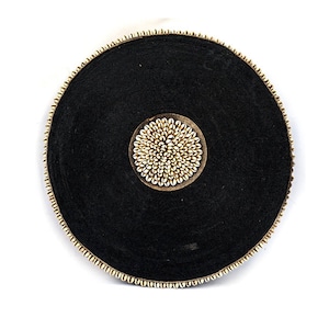 African Beaded Shield Black | African Wall Decor | Authentic Cameroonian Bamileke Shields | Black Beaded Wall Hanging | Beaded Wall Decor
