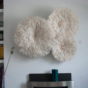 Juju Hat Set Of 3 Ivory/white  | Wall Decor | Feather Textile Wall Hanging| Feather Decor |white accessories | Decorate Your Walls