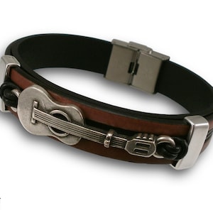 muziekarmband, gitaar, herenarmband, leer, snelle verzending, gitarist, concert, bruin, cadeau, cadeau, bruin, liefde, voor vriend