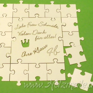 6 cm thank you farewell puzzle made of wood image 1