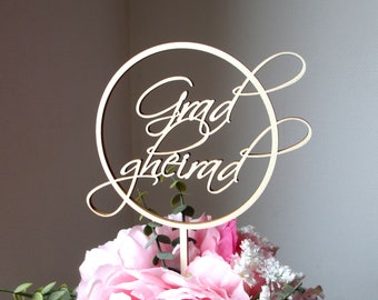 Flower / cake topper "Grad gheirad" made of wood, cake topper for the wedding, lasercut