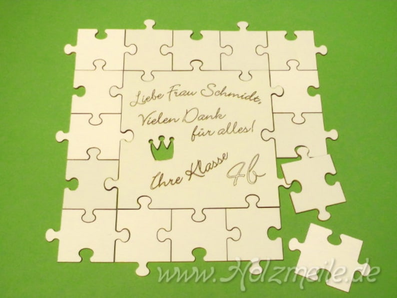 6 cm thank you farewell puzzle made of wood image 1