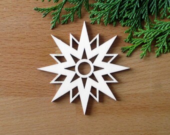Star Aurelia made of wood, candle coaster, tree decoration