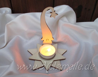 Candle gnome Eberhard with tea light star, wooden plug set