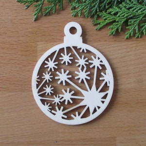 Gift tag ball snowflake Lapland made of wood, tree decoration lasercut