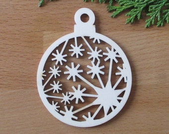 Gift pendant ball snowflake Lapland made of wood, tree decorations