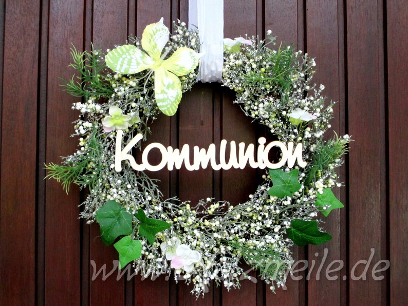 Lettering communion without door wreath, table decoration, floristry, first communion image 1