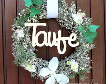 Baptism lettering for the door wreath, table decoration