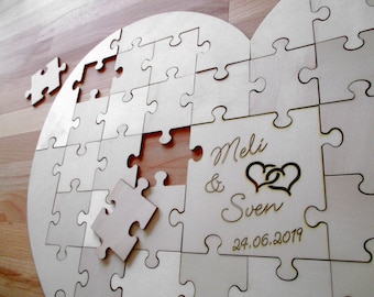 Wooden Guestbook Heart-Puzzle 8cm