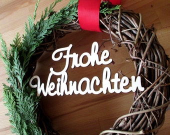 Merry Christmas wooden lettering for door wreath, floristry