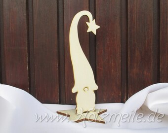 Winter gnome Eberhard with standing star made of wood, decorative gnome, decorative gnome, figure