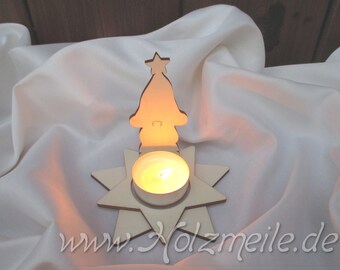 Candle gnome Egon with tea light star, wooden plug set