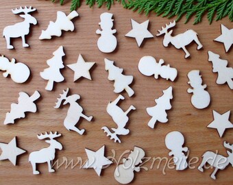 Advent calendar motifs winter night made of wood 24 pieces, scatter parts, DIY