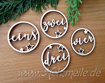 Advent wreath numbers "Winterglanz" pendant set of 4 made of wood