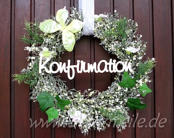 Lettering confirmation for door wreath, table decoration, floristry