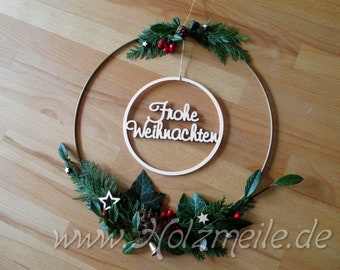 Merry Christmas Wooden Circle for Door Wreath Rings