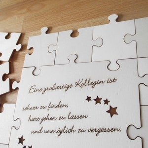 Danke- Abschiedspuzzle aus Holz für Erzieherinnen, Lehrerinnen und Kollegen, mit individueller Gravur, Teilgröße 5 cm oder 6 cm