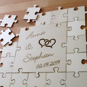 Wooden WeddingGuest Puzzle 6cm image 1