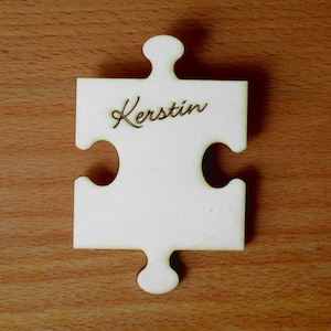 Wooden puzzle piece place card 6cm image 1
