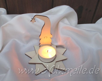 Candle gnome Kuno with tealight star, wooden plug-in set